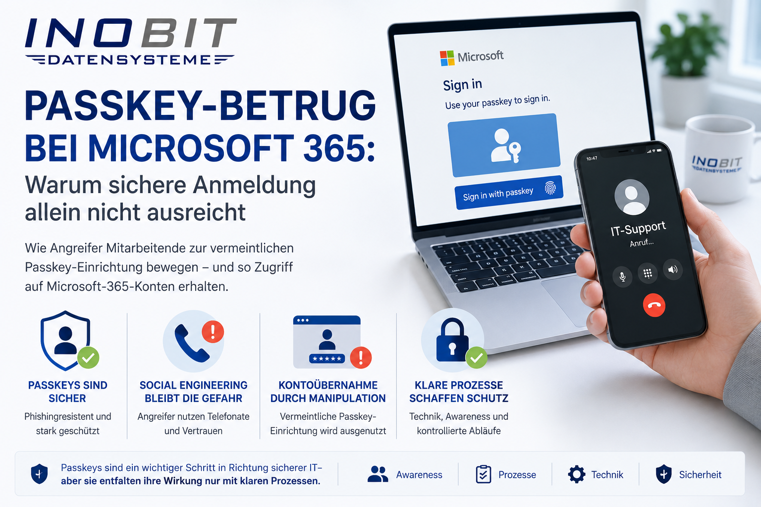 Passkey-Betrug bei Microsoft 365 durch Social Engineering und angeblichen IT-Support