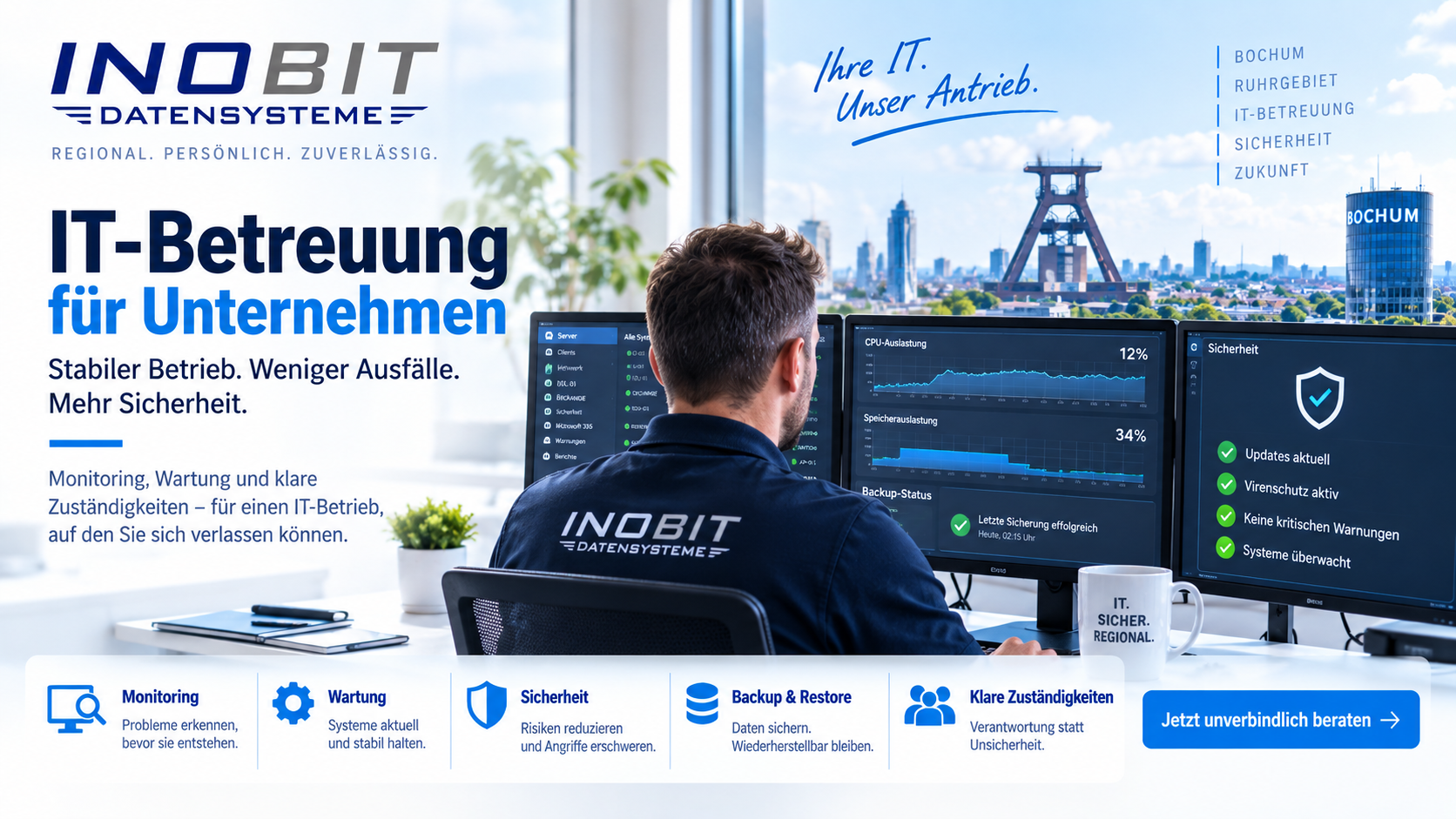IT-Betreuung und Monitoring für Unternehmen in Bochum und im Ruhrgebiet
